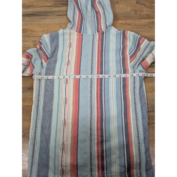 Faherty Baja Poncho Sweater Flannel Top Women's M Organic Cotton Southwestern - Picture 6 of 8